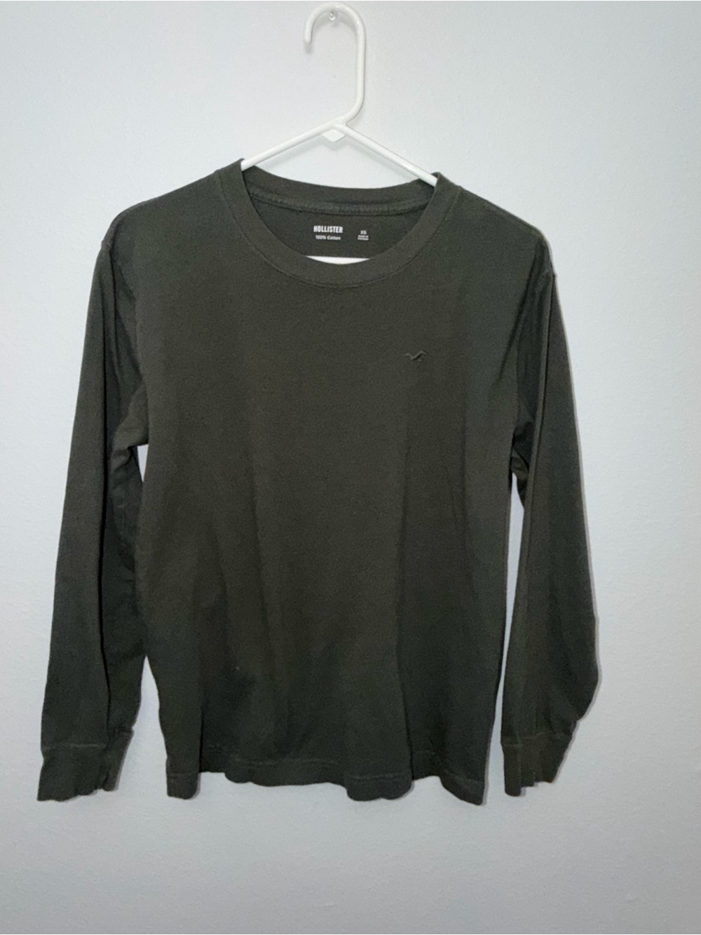 Hollister Long Sleeve Crewneck Tee - Olive Green